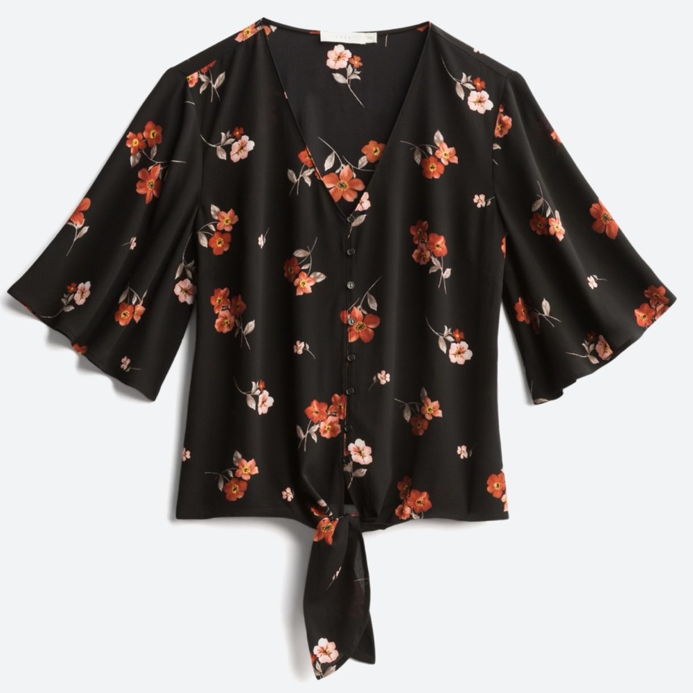 Lush Floral Krisantha Tie Front Blouse